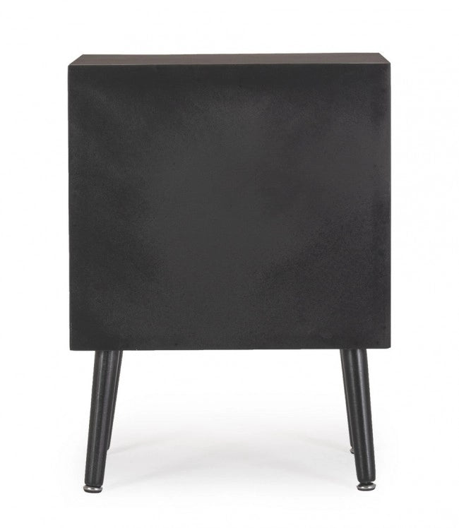 Cassettiera 2 Cassetti Legno Nero Boho da Interno - JOSIE