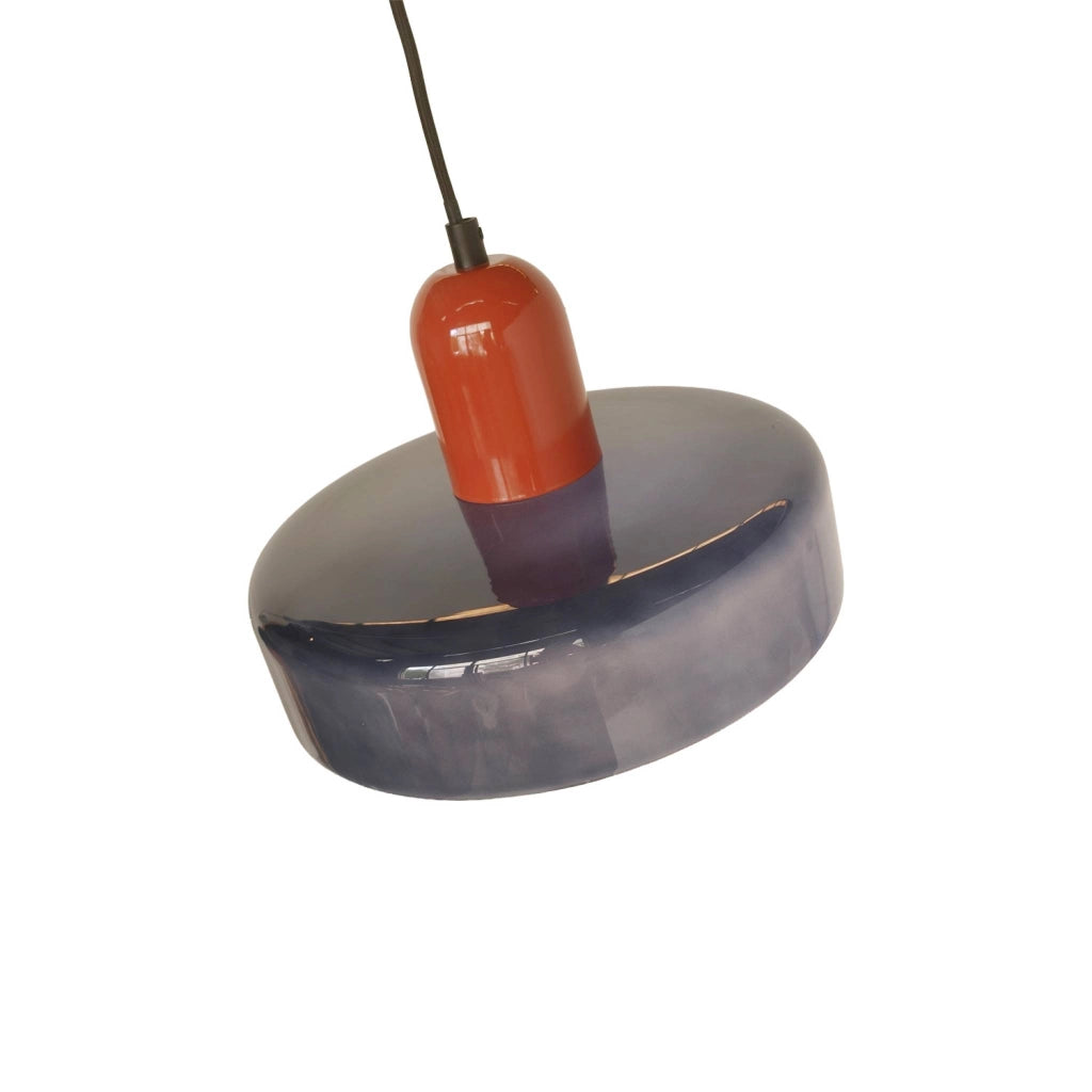 Lampada a sospensione da interno in vetro e metallo, ø25cm, blu scuro