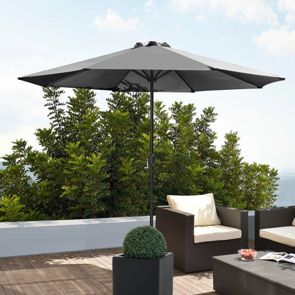 Ombrellone da Giardino Budapest con Palo Centrale e Meccanismo a Manovella 230 x Ø300 cm Grigio casa.pro