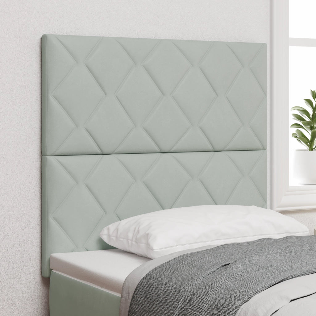 Testata LED con Design a Blocchi di Diamante, Grigio Chiaro, 90 cm in Velluto