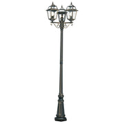 Lampione Da Esterno Vintage Nuova Orleans Alluminio Nero Vetro Oro 3 Luci E27