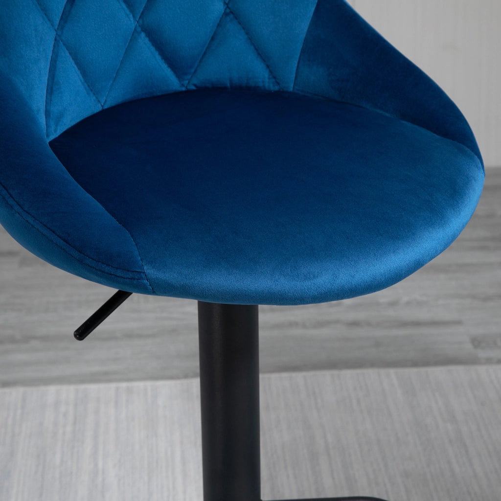 Sgabello da Cucina con Schienale ¨C zephmum ¨C Blu, Velluto, Metallo, 46x48x83-104cm
