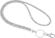 Lanyard Luxe con Strass - Bianco - Per donne in ufficio - Collare con cristalli - Chiusura metallica - Porta chiavi - Orecchini per ID - 315 pollici