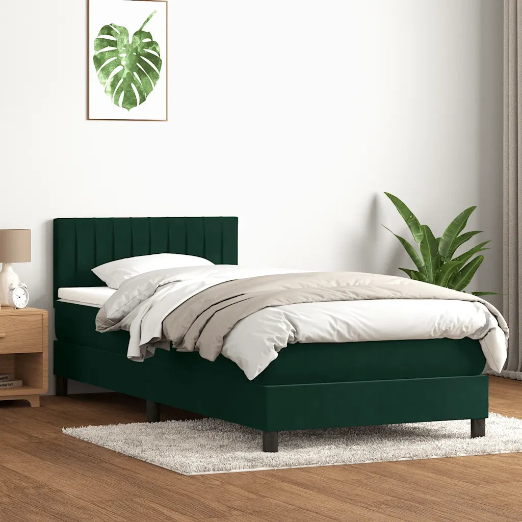 Letto a Molle con Materasso e LED Verde Scuro 80x220 cm Velluto 3317100
