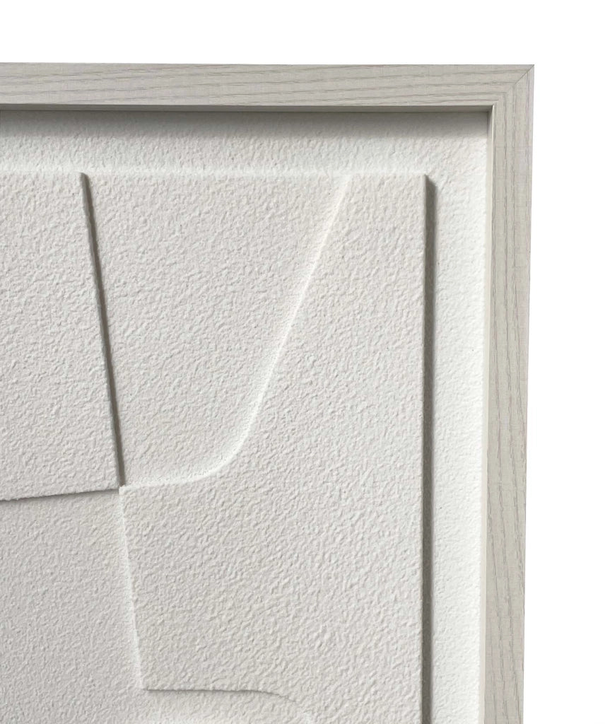 Quadro Hispanohogar in resina 3D con texture figure bianco 90x60x4