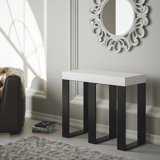 Consolle Allungabile 90-196x40x77 cm in Nobilitato Bianco