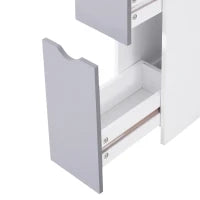 Colonna Bagno, Mobile Bagno Salvaspazio in Legno, Mobiletto con Armadietto, Ripiani e Cassetti, 15x33x136 cm, Grigio Chiaro