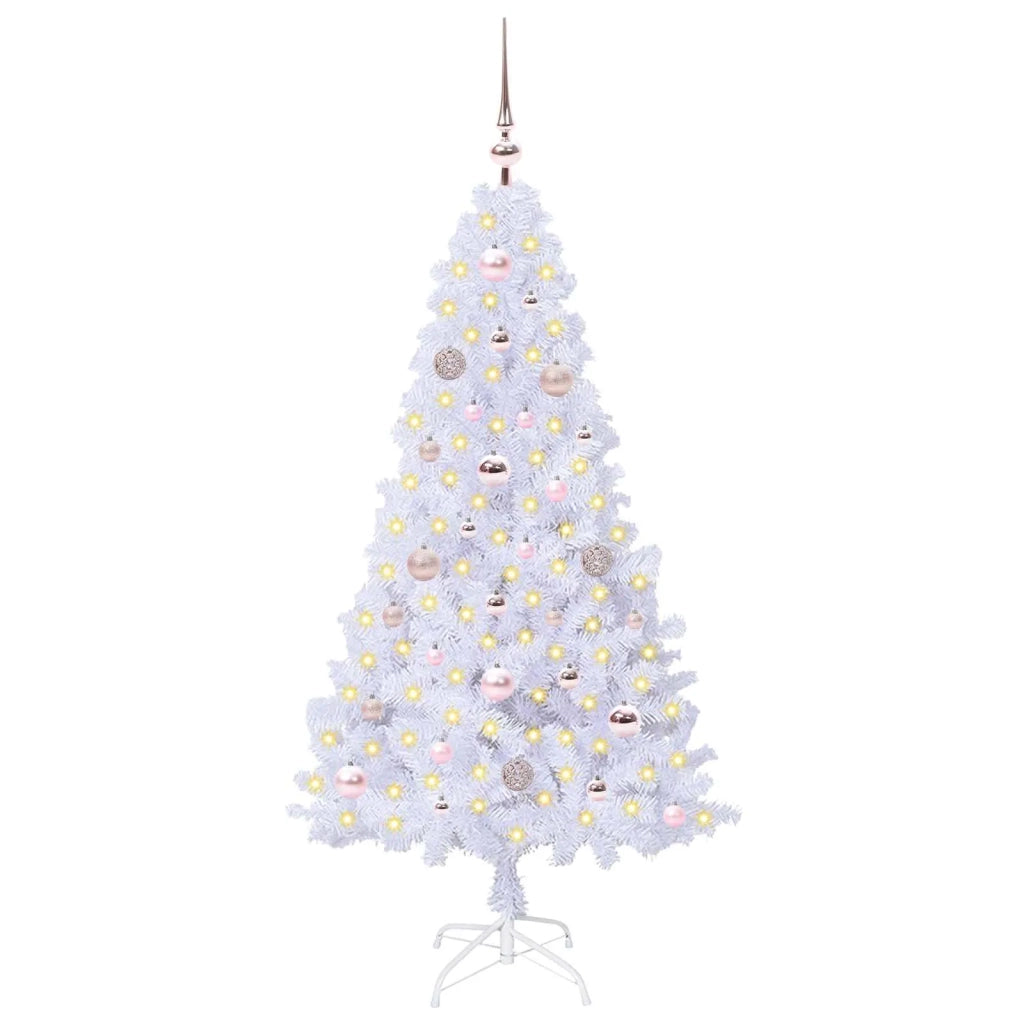 Albero di Natale | Decorazioni natalizie artificiale Bianco 150 cm PVC e Acciaio