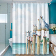 Set di tende doccia Oceaanblauw con haken, stile costiero con tema uccelli, tessuto in poliestere impermeabile, 182 x 183 cm, decorazione per la stanza da bagno