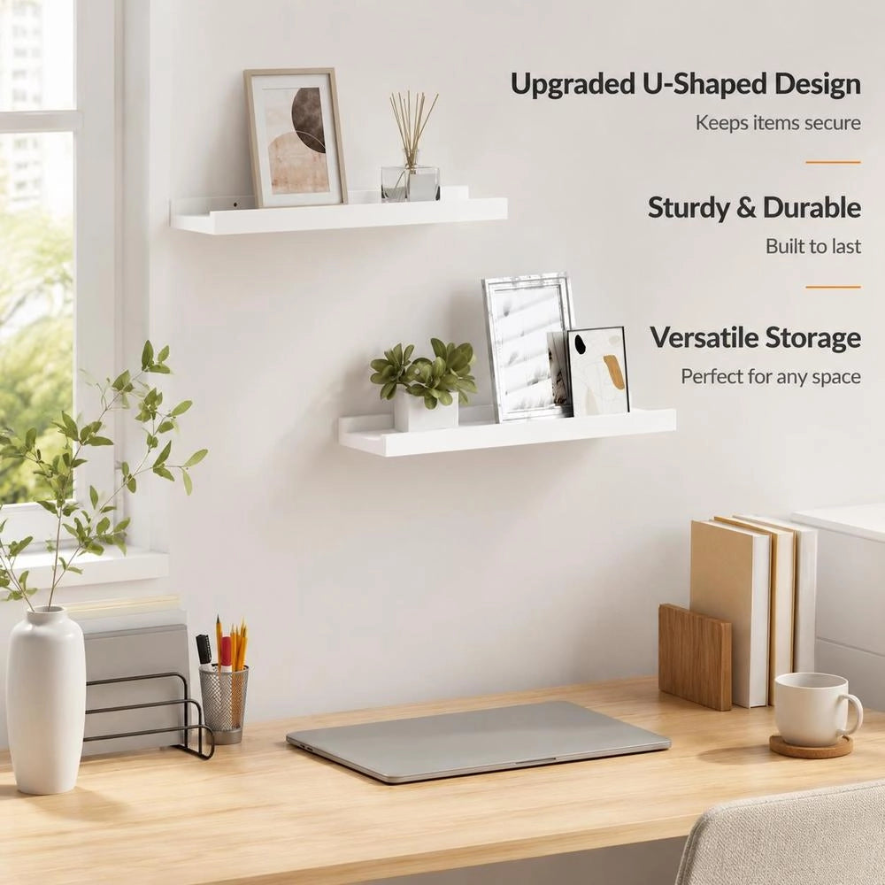 Picture Ledges, 2 Pieces, White, 40x9x3 Cm, MDF