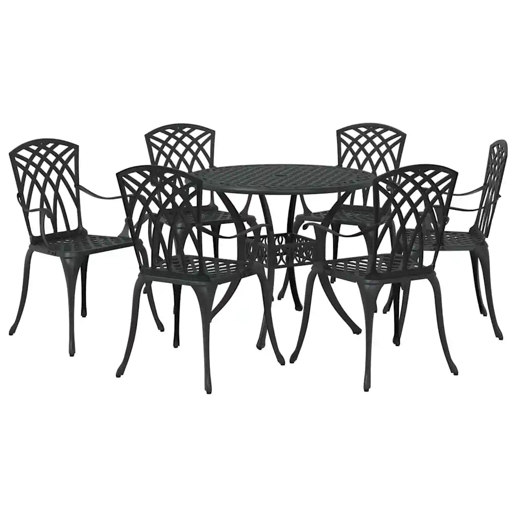 Set da Pranzo per Giardino 7 pcs Nero Alluminio 3334721