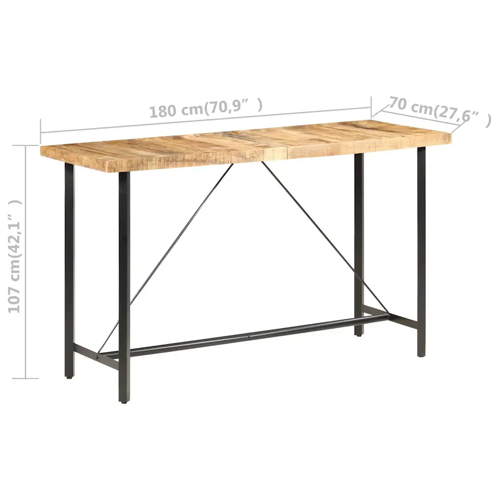 Tavolo da Bar 180x70x107 cm in Legno Ruvido di Mango 286613