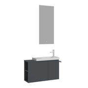 Set mobile lavabo con specchio (2 pezzi) "Ferla 80" - 80 x 22 x 45 cm - Antracite opaco