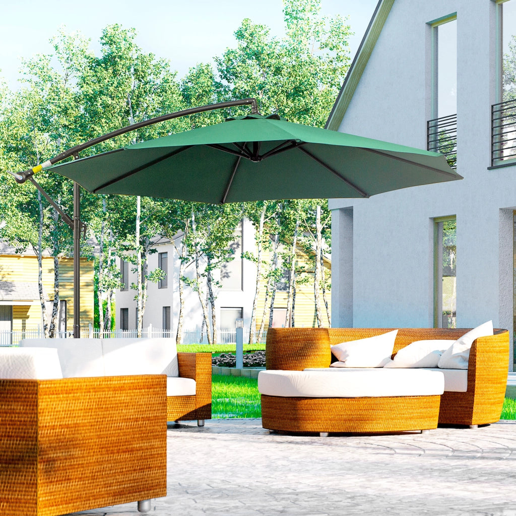 Ombrellone da Giardino Parasole Inclinabile con Base a Croce ¨C zephmum ¨C Verde ?300x250 cm
