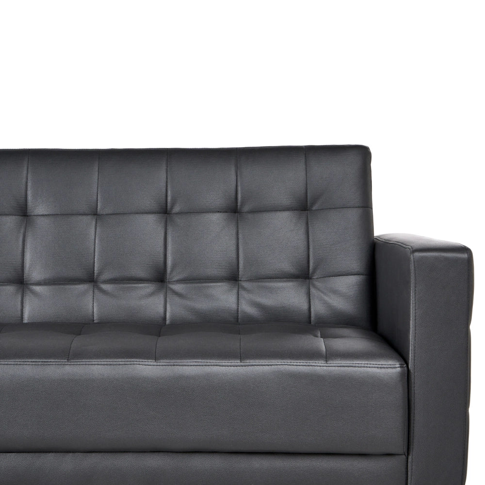 Divano letto ad angolo in ecopelle nera capitonnè moderna a forma di L Chaise longue modulare a 4 posti per versione destra