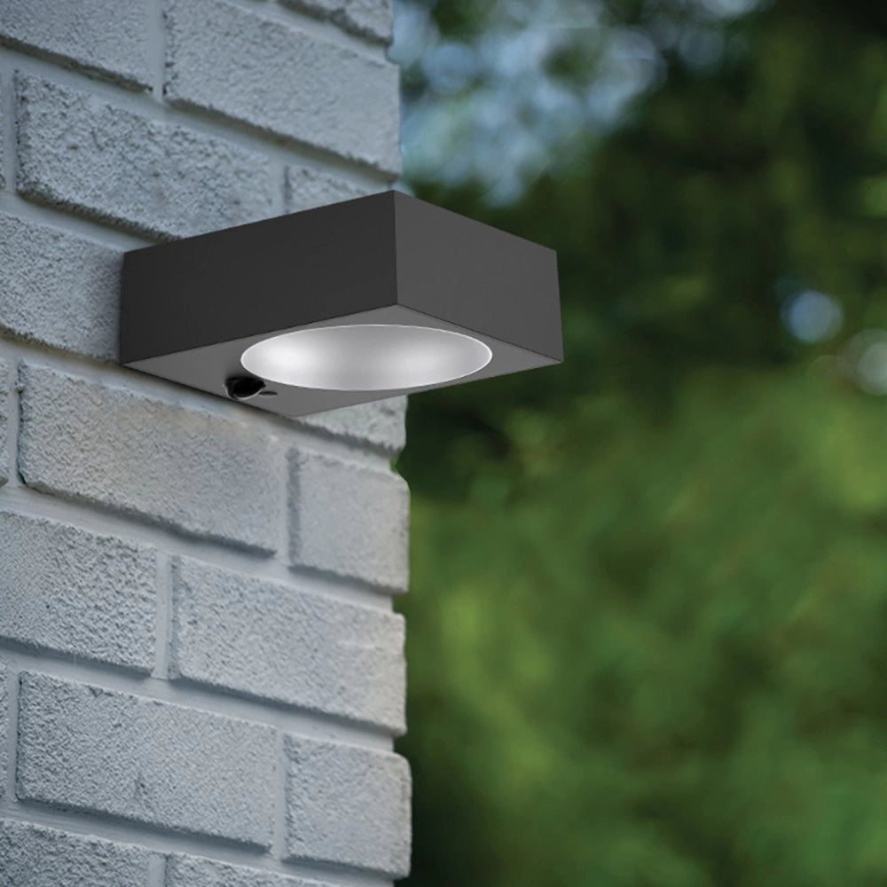 Alca power lampada proiettore solare da parete con pir e crepuscolare 1000lm