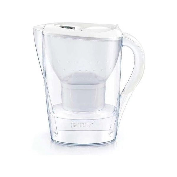 Brita caraffa filtrante marella bianca (2.4l) incl. 6 x filtri maxtra pro all-in-1 - adatta alla porta del frigorifero con memo digitale e coperchio ribaltabile - 1051474