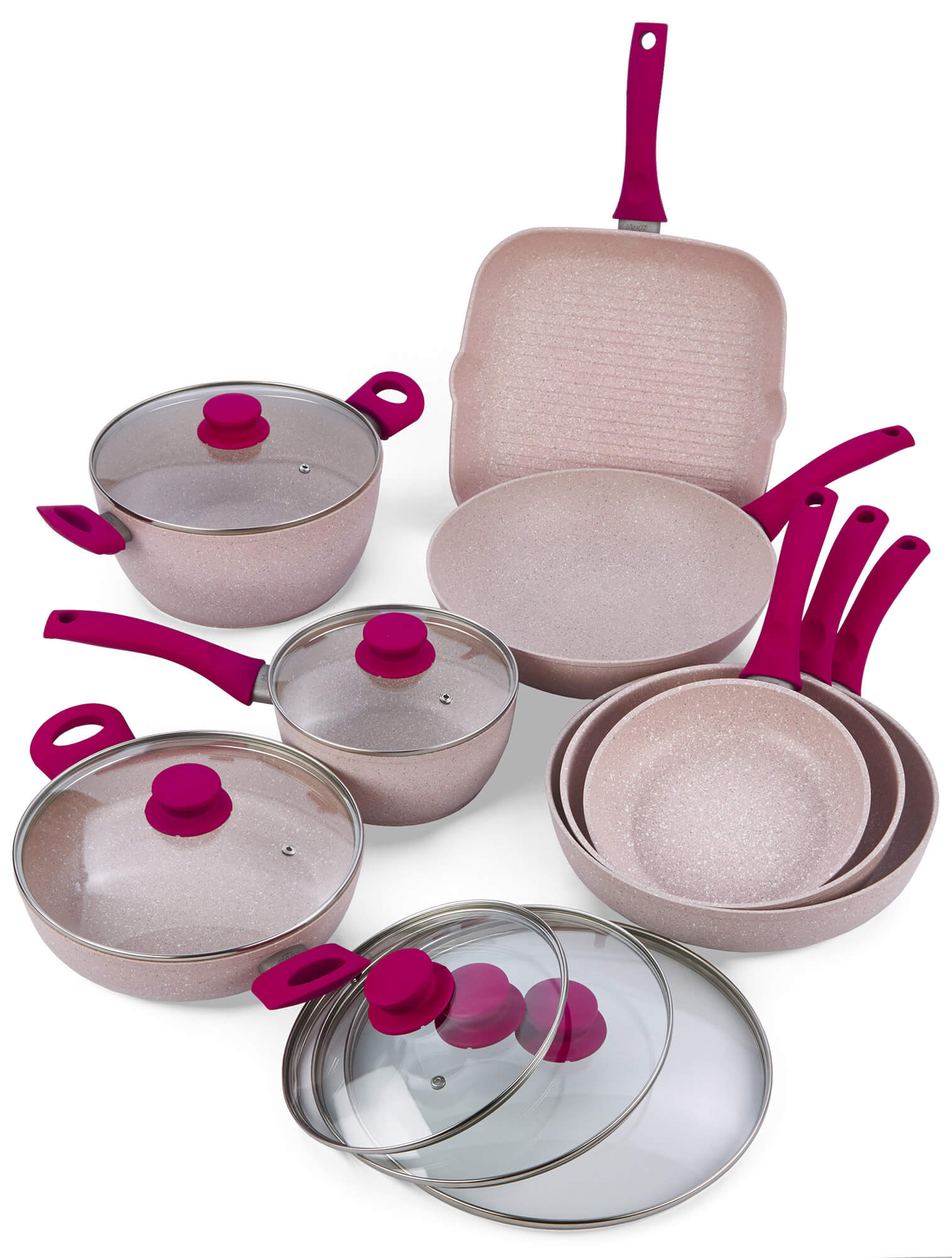 Batteria di Pentole 13 Pezzi Antiaderente Induzione Bisetti Stonerose