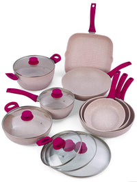 Batteria di Pentole 13 Pezzi Antiaderente Induzione Bisetti Stonerose