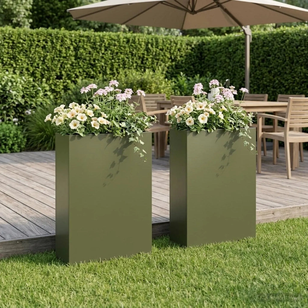 Vaso da giardino 2 pz Verde Oliva 50 x 20 x 75 cm 8005463