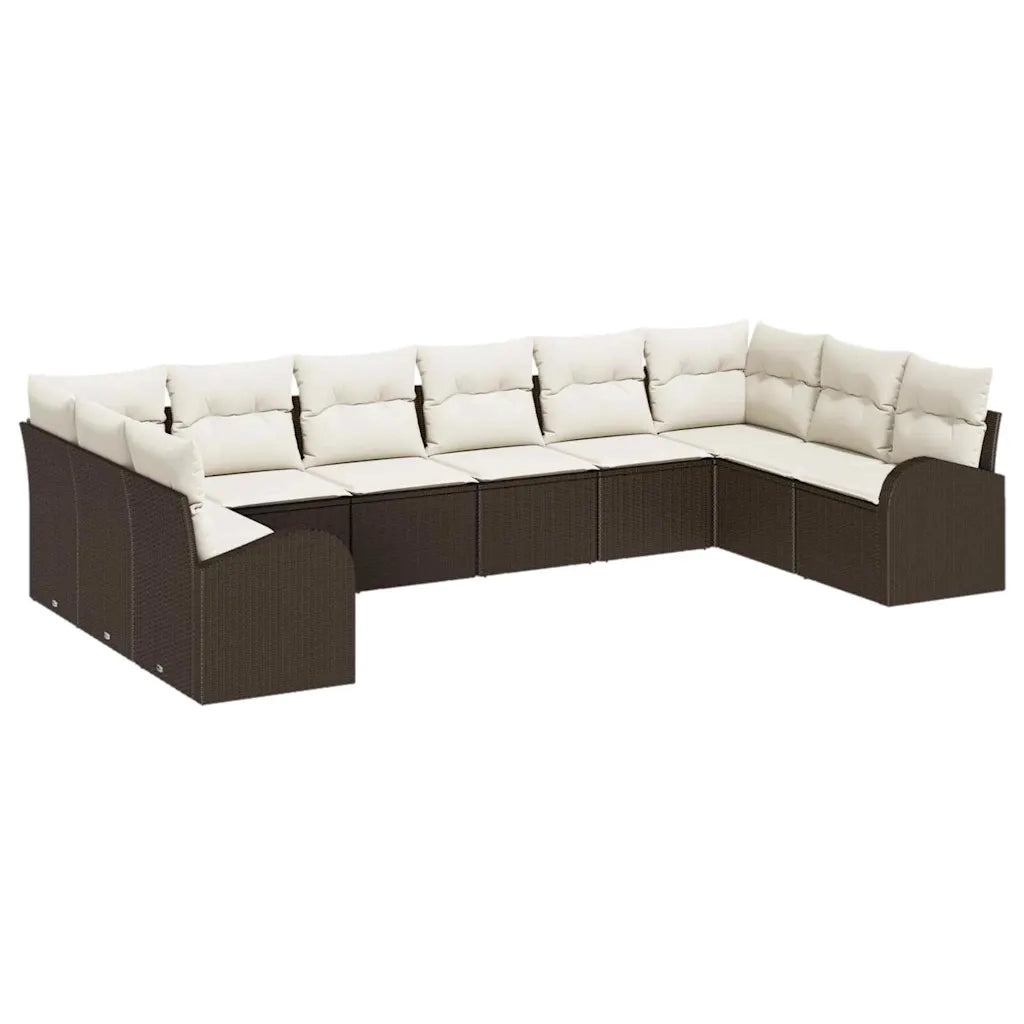 Set di divani con cuscino 10 pcs Marrone Polyrattan 3346218