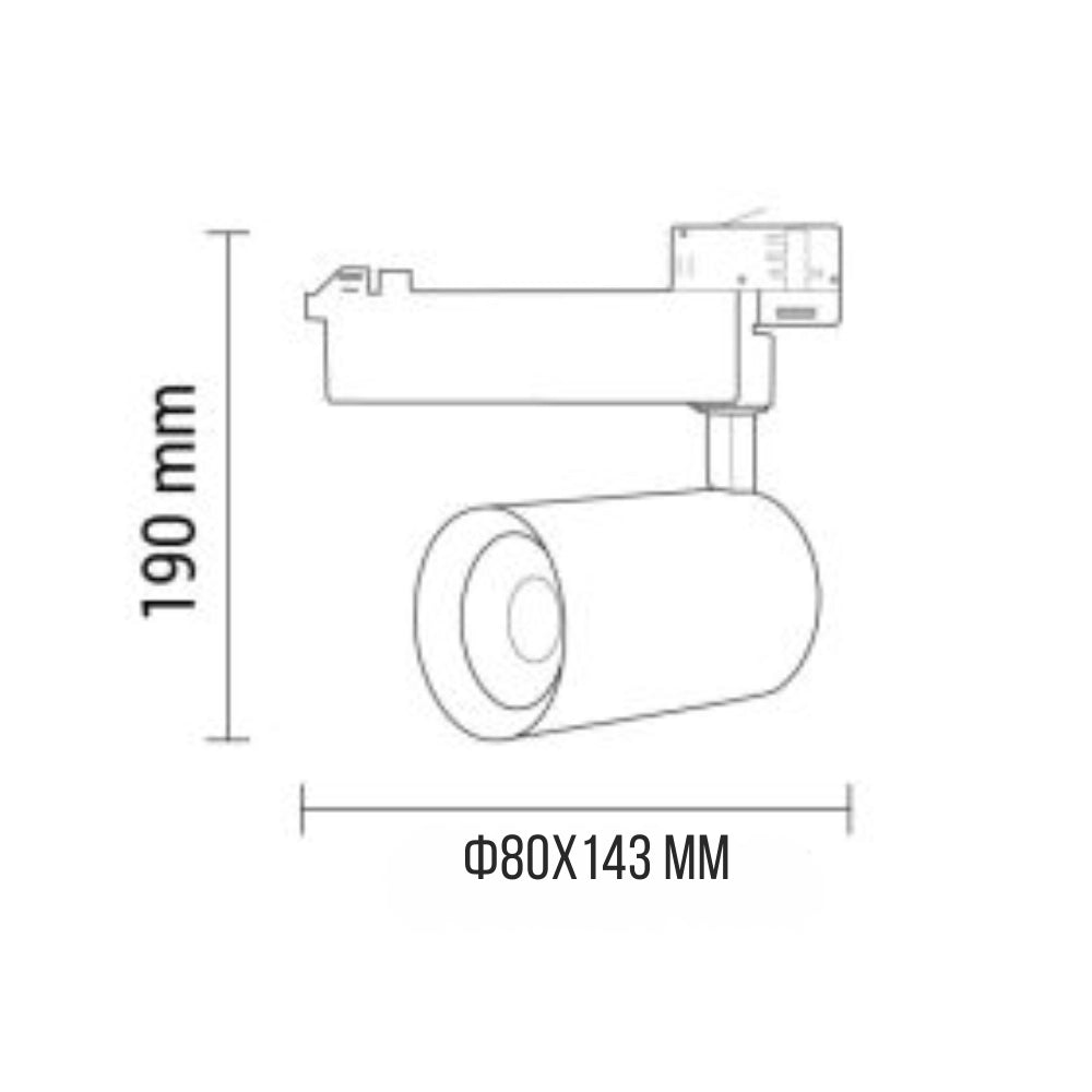 Faretto a binario led 25 watt cob bianco 24° 2750 lumen trifase bianco naturale