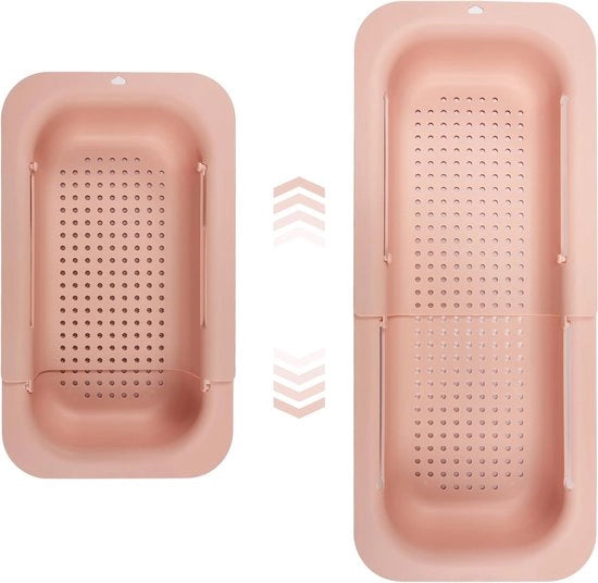 Sistema di filtrazione per l'acqua della doccia, piastra filtro lavandino, mensola multifunzione per la cucina, lavandino regolabile, scarico, ripiano per servizio, verdure e frutta (rosa)