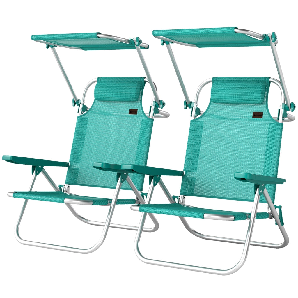Sedia da giardino pieghevole con tendalino ¨C zephmum ¨C regolabile, reclinabile, turchese