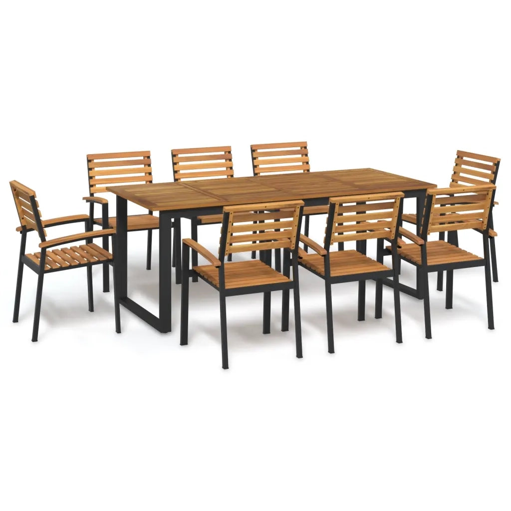 Set Pranzo da Giardino 9 pz Legno Massello di Acacia e Metallocod mxl 70263