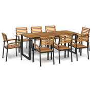 Set Pranzo da Giardino 9 pz Legno Massello di Acacia e Metallocod mxl 70263