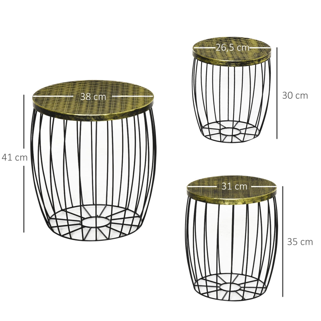 Tavolino da Giardino ¨C zephmum ¨C Nero, Metallo, Rattan, Apilabile