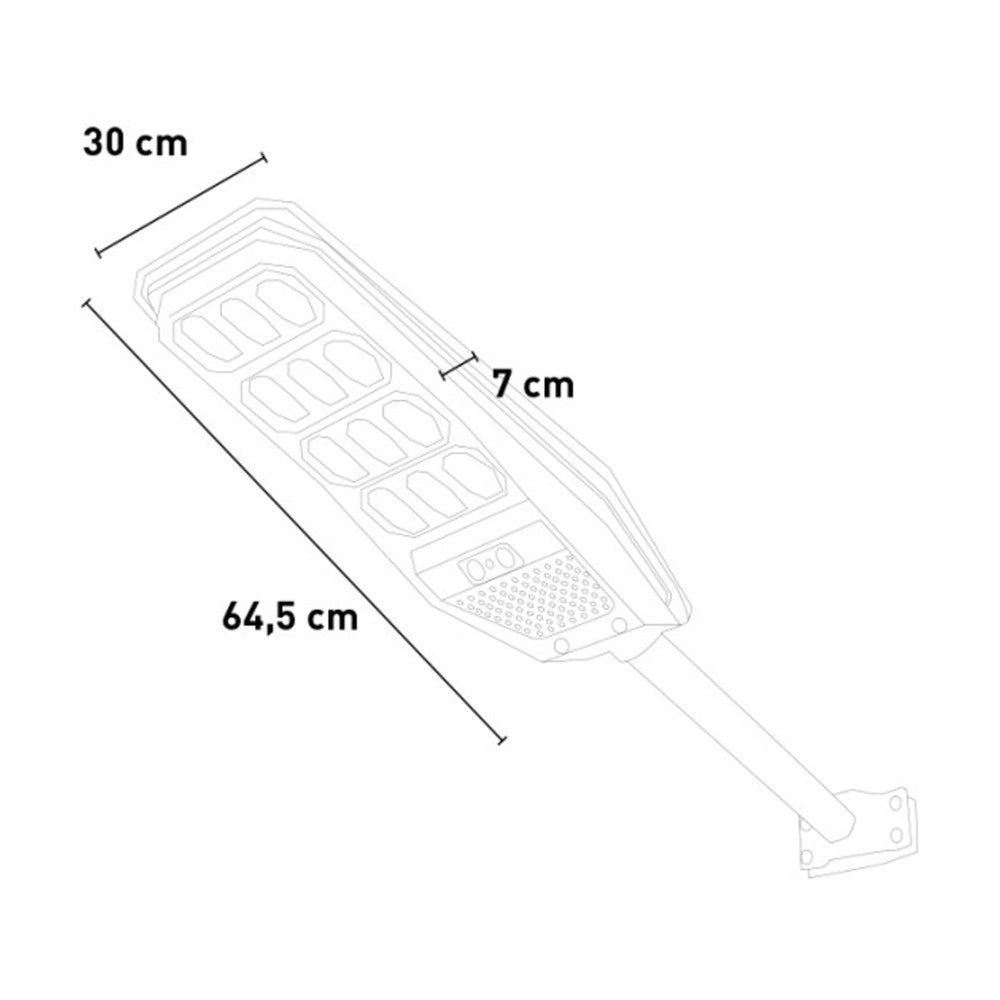 Trade Shop - Lampione Stradale Luce Energia Solare Led 200watt Sensore Pir Staffa Telecomando -