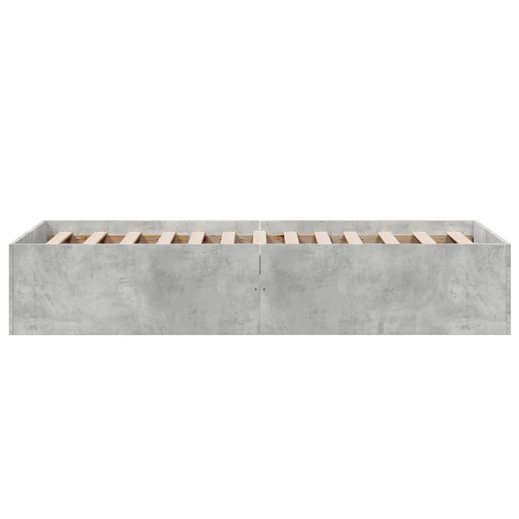 Letto singolo | Letto per adulti | Giroletto Grigio Cemento 100x200 cm in Legno Multistrato