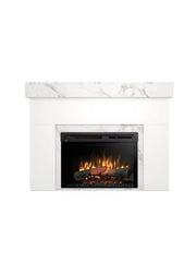AVEN - Caminetto Elettrico da pavimento A Libera Installazione A LED 26" Bianco opaco - Marmo cristallo