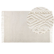 Tappeto di lana beige fatto a mano nappe 160 x 230 cm soggiorno camera da letto