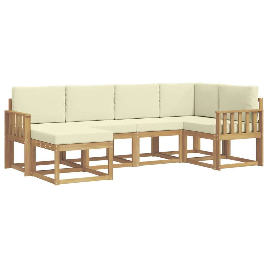 Set di divani da esterno 6 pz Bianco e Crema Poliestere 3387869