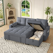 SOFÀ L-Forma Modulare Letto Estraibile 211x136x87 cm Grigio Lino