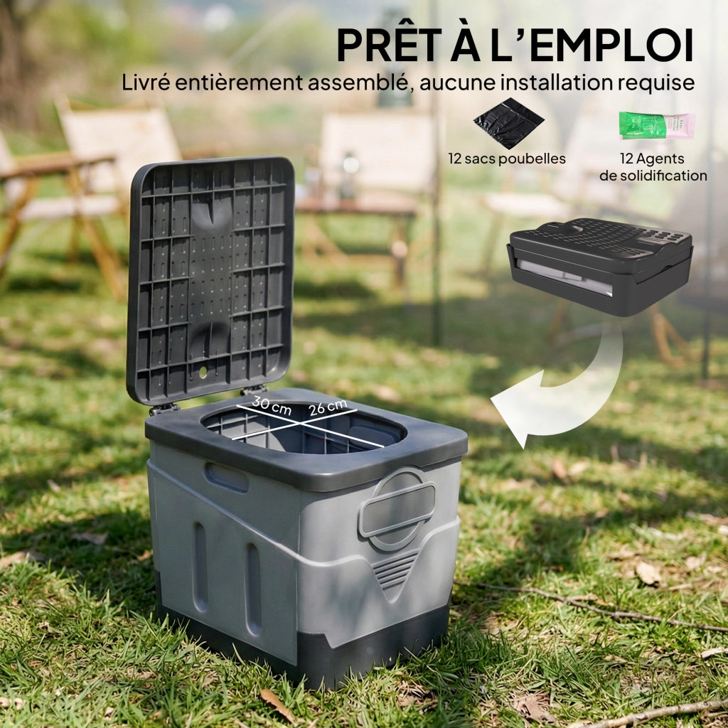 Toilette da campeggio portatile pieghevole ¨C zephmum ¨C grigio 34x29x30 cm