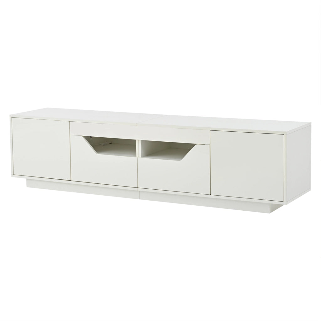 Mobile TV da terra con LED 180x40x45 cm; 2 cassetti e 2 armadietti; bianco