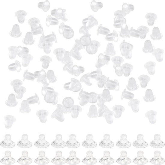 Set di 20 orecchini volanti - Orecchini siliconici universali - Stopper per orecchio - Accessori per orecchino - Orecchini anti-allergici in gomma - 100 pezzi.