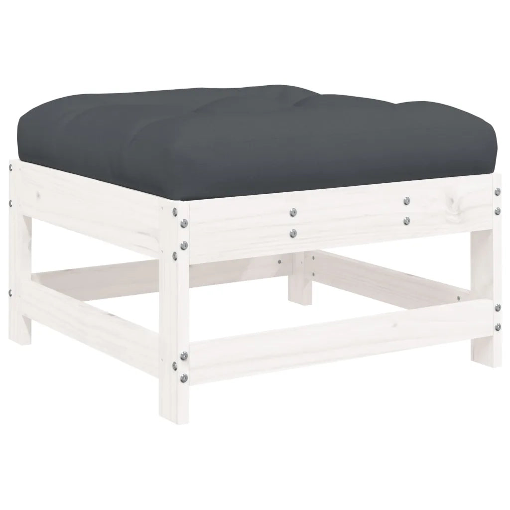 Set Divani da Giardino 6pz con Cuscini in Legno Massello Bianco 3185900