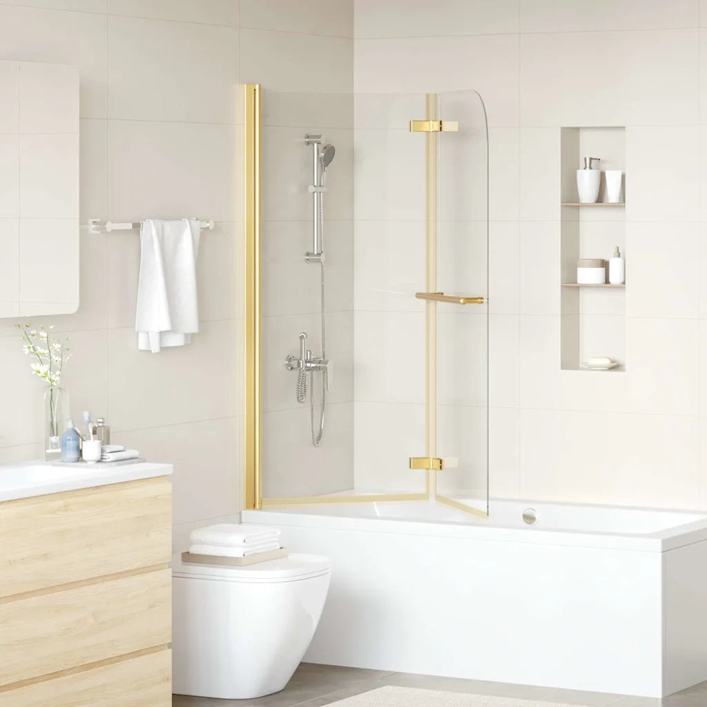 Involucro Doccia Oro 120 x 140 cm Vetro ESG e Alluminio CFW3726592