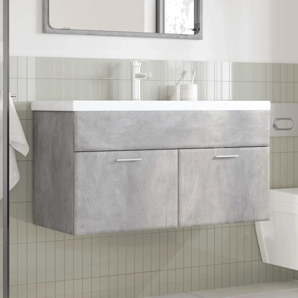 vidaXL Mobile da Bagno con Lavabo Integrato Grigio Cemento