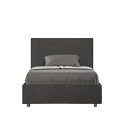 Letto imbottito 1 piazza e mezza 120x210 cm Mika - Senza rete,Microfibra,Grigio