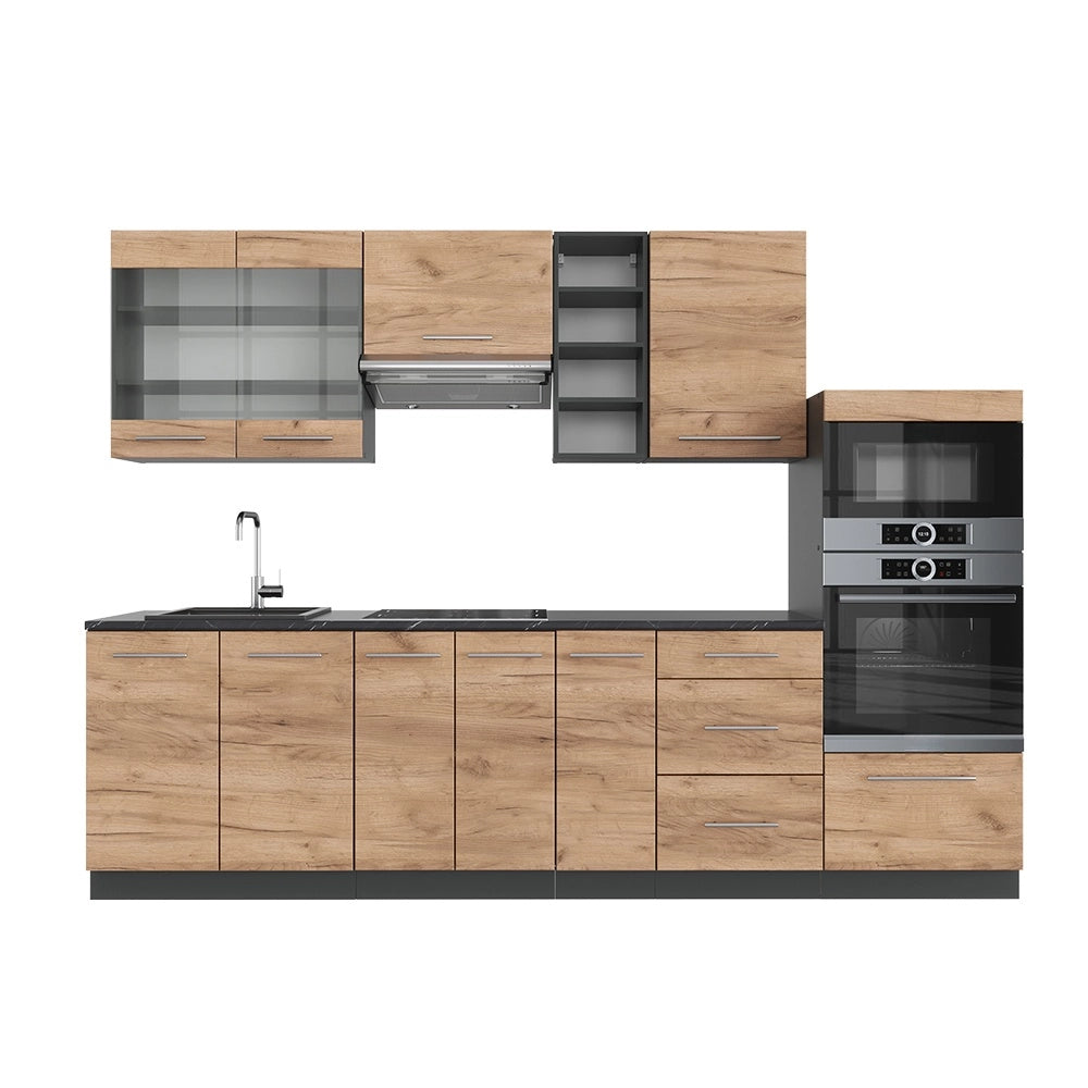 Cucina componibile Fame-Line Rovere dorato/Antracite 280 cm, PL Antracite Vicco