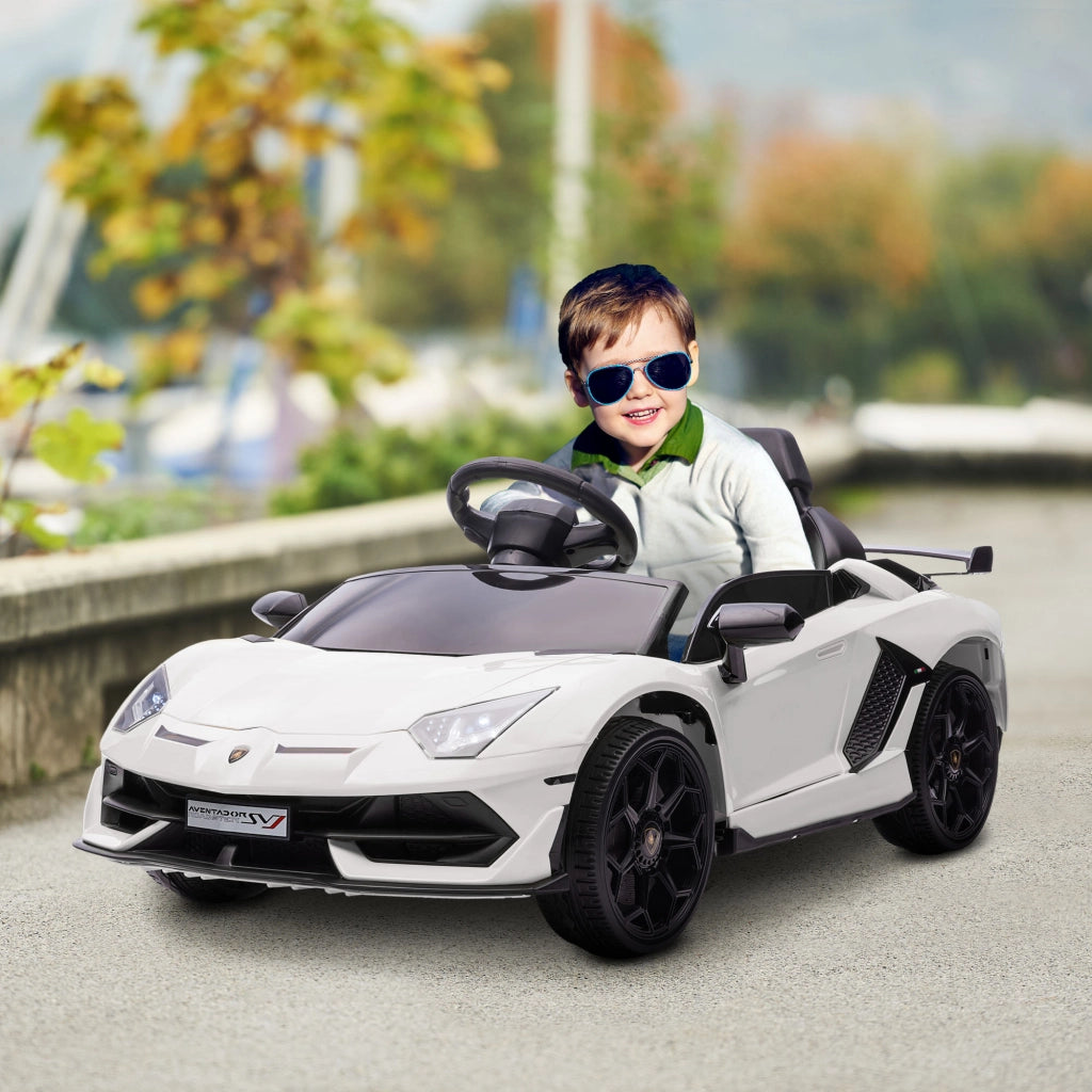 Auto per bambini Lamborghini Aventador ¨C zephmum ¨C Bianco con porte ad ala, musica e clacson