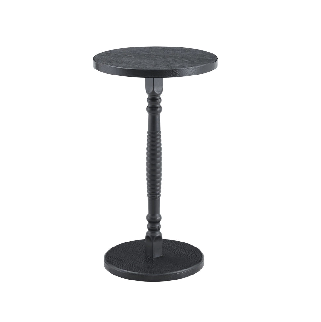 Set di 2 tavolini rotondi 80 cm e 38 cm noce e nero in MDF; bordi arrotondati