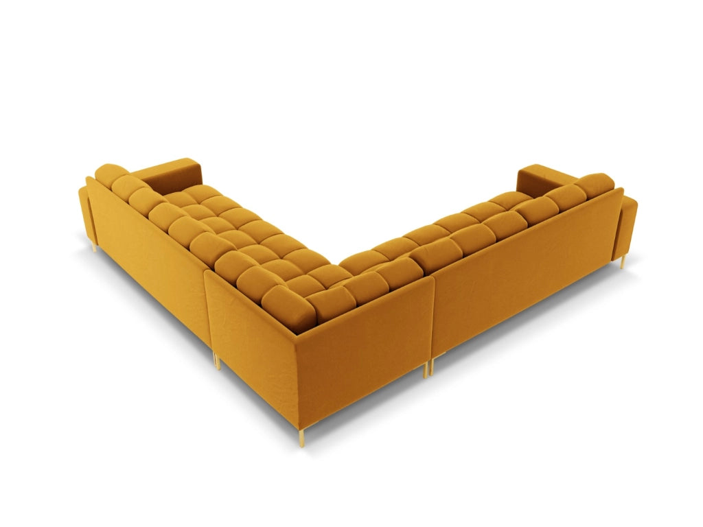 Cosmopolitan Design - Divano angolare reversibile "Bali" 6 posti in velluto giallo 