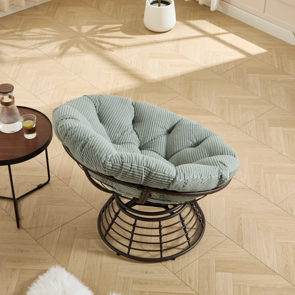 SEDIA PAPASAN Girevole 360° 92x67 cm Acciaio Verde Chiaro