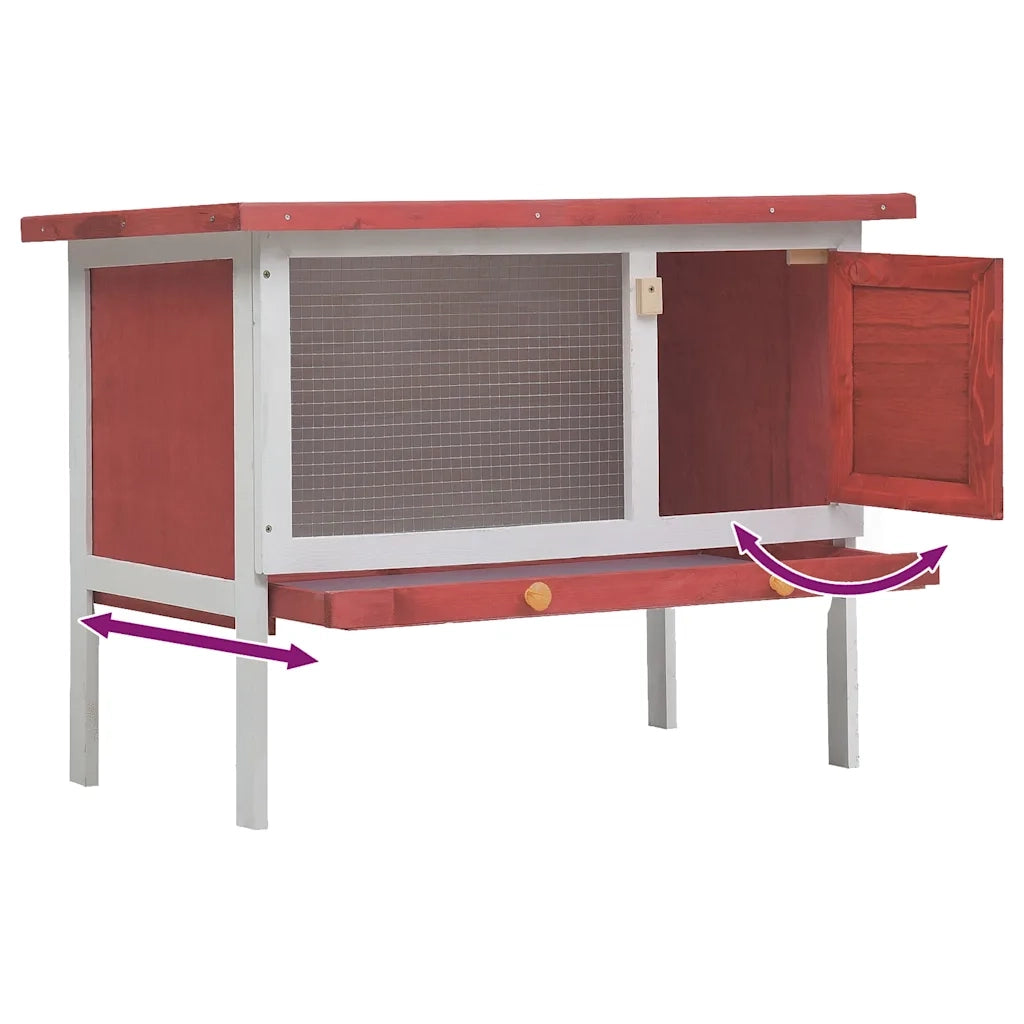Conigliera per Esterni con Piano Singolo Rossa in Legno cod mxl 48401
